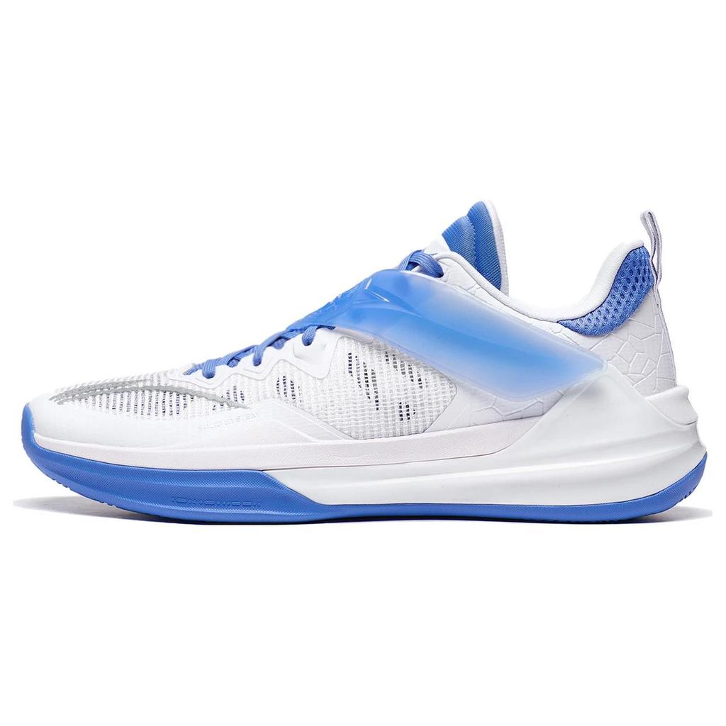 New LiNing Liren3 TEAM Cushioning Anti Slip And Wear Resistant Low Top Basketball Shoes Men's White Blue ABAS095-7