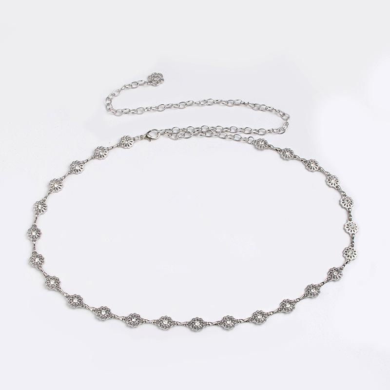 Women's High-end Waist Chain Women's Retro Belt Versatile Rhinestone Waist Chain Butterfly Flower Women's Waist Chain