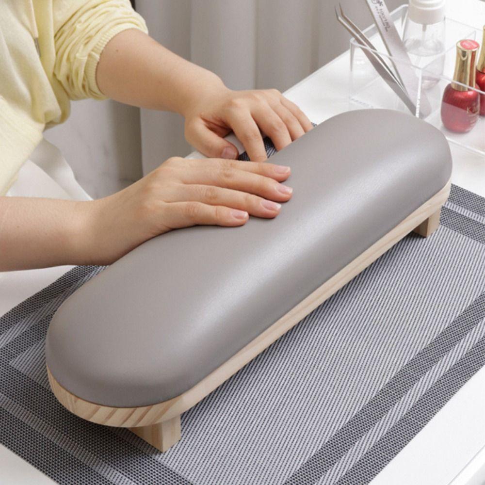 Wood Stand Manicure Hand Pillow PU Leather Manicure Table Mat Nail Art Hand Cushion  For Two Hands