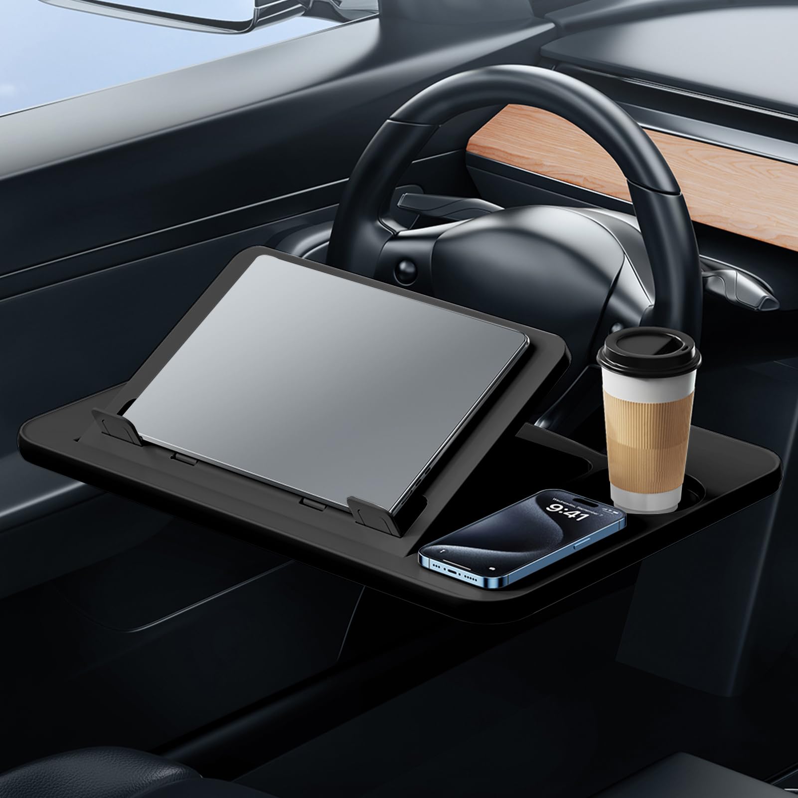 

Elegirme Car Seat Angle x Wide Work Perfect for and Reading in the Car Compatible with Various Car including Kei Black Table, Driver s Tray, чёрный