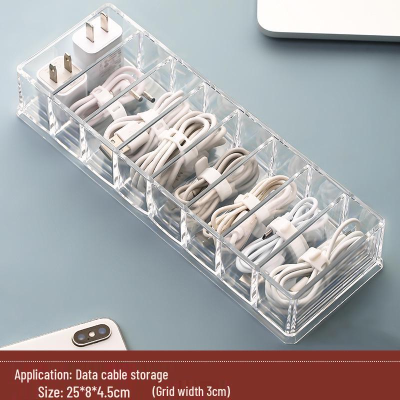 Transparent Multi-Grid Desktop Cable Organizer and Winder