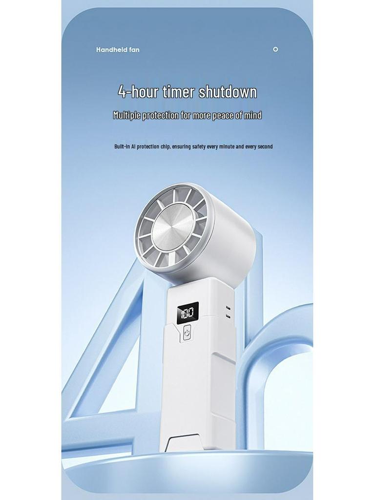 Portable High-Speed Handheld & Desktop USB Charging Fan with Digital Display and Long Battery Life