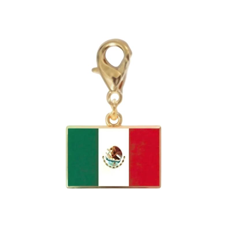 Braccialetto con Charm Bandiera in Acciaio Inossidabile con Moschettone, Gioiello Ciondolo Paese per Regalo di Viaggio Accessorio Stile