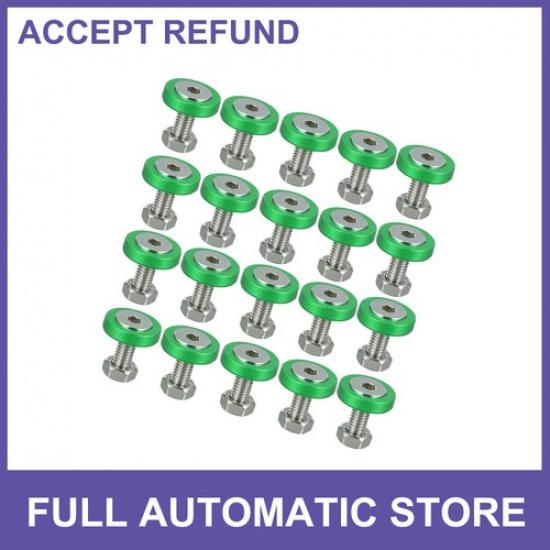 20 Pcs Green M6 Fender Bumper Washer Bolt Nuts Kit Fastener for Motorcycle Car