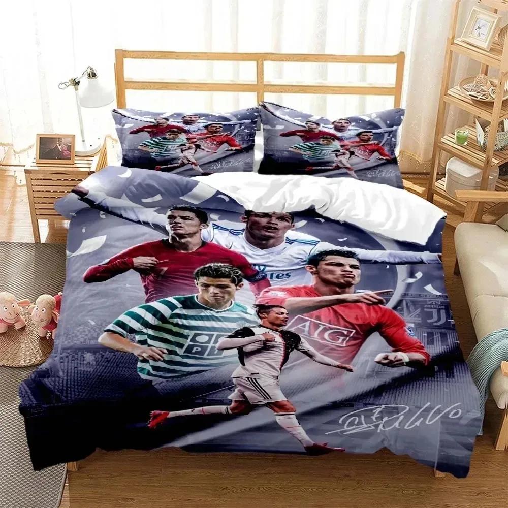 3D Print Football Star Cr7 Bedding Set Boys Girls Twin Queen Size Duvet Cover Pillowcase Bed Adulthome Textile