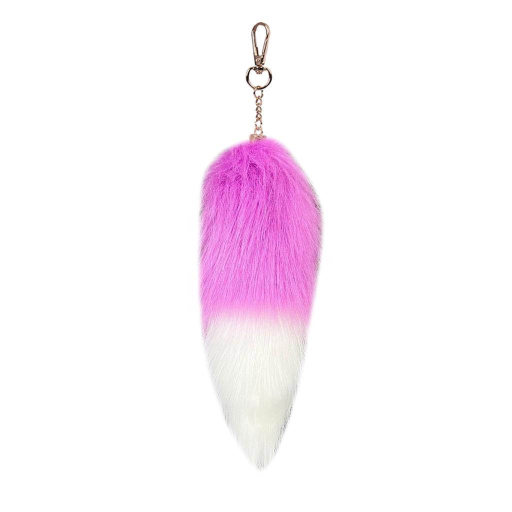 Faux Fox Tail Keychain Soft Plush Hanging Ornament Accessory Gift for Bags and Keys Fluffy Decoration 20cm Length