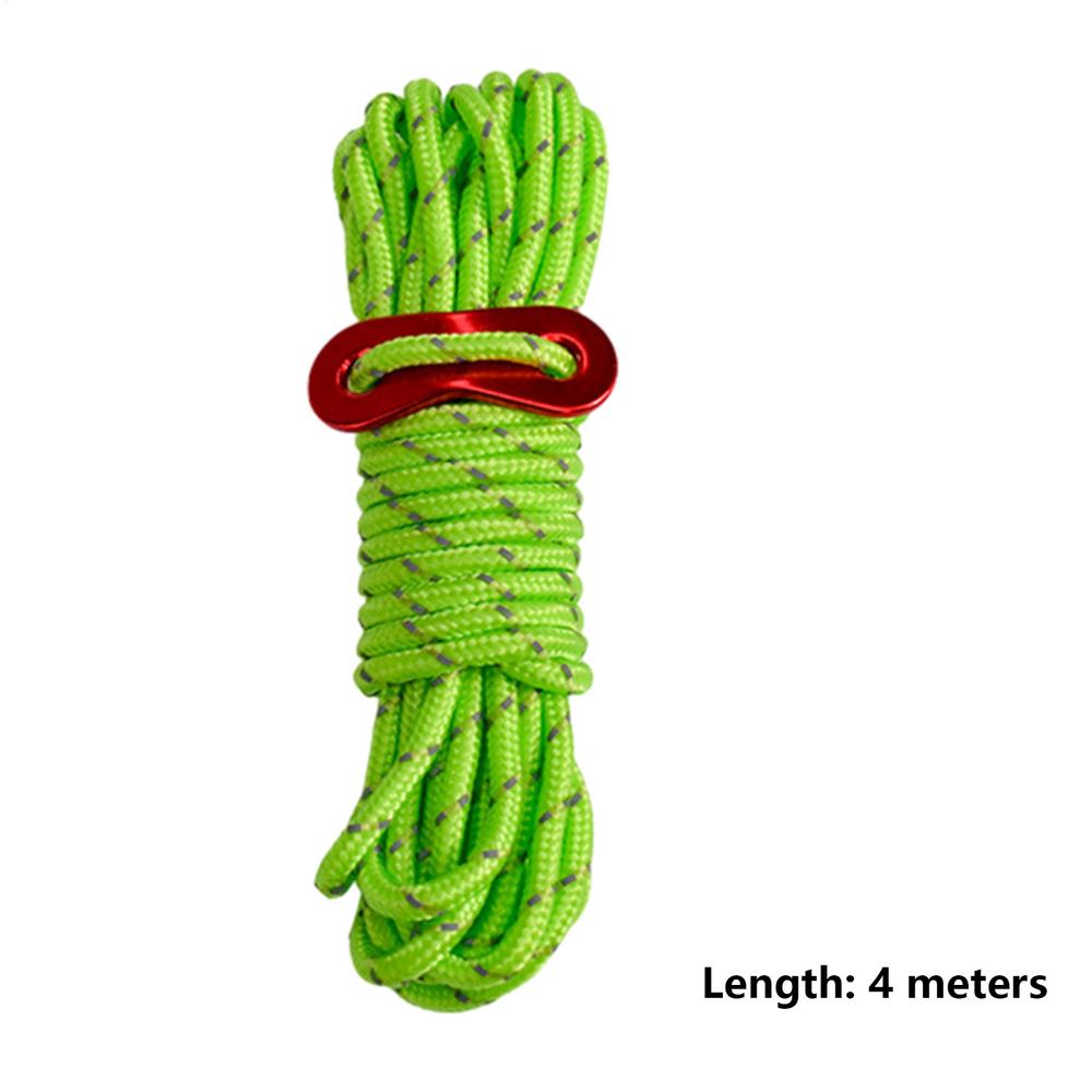4M Outdoor Tent Cord Reflective Paracord Tent Rope Lightweight Camping Rope With Guylines Adjuster Tensioner Pouch For Tent Tarp