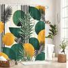 2D-bedruckter Polyester-Duschvorhang - Stilvoller Badevorhang mit botanischem und geometrischem Muster für die Badezimmerdekoration