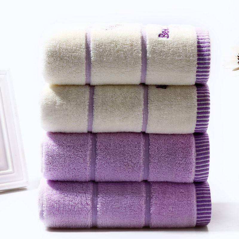 Toalla de baño suave, juego de toallas de lavanda bordadas de algodón, toalla facial de mano de algodón, juego de sábanas