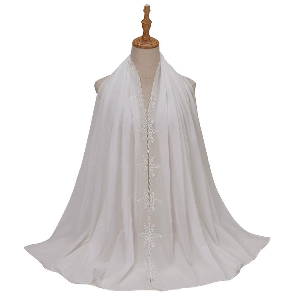 Malaysia Indonesian Embroidered Chiffon Headscarf Shawl Turban Head Wraps Good Quality Breathable Ladies' Scarf 70*175cm