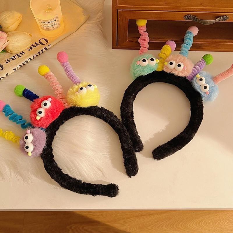 Cute Cartoon Twist Stick Hairband Women's 2023 New Hair Clip Pressed Hair Tie Wash Face Plush Headband High Skull Cap