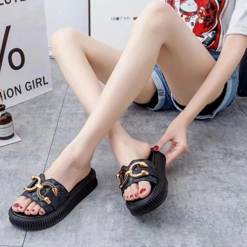 Мода Новая Мода Женские Тапочки Лето Женские Тапочки Для Дома Улицы Вьетнамки Пляжная — фото 6