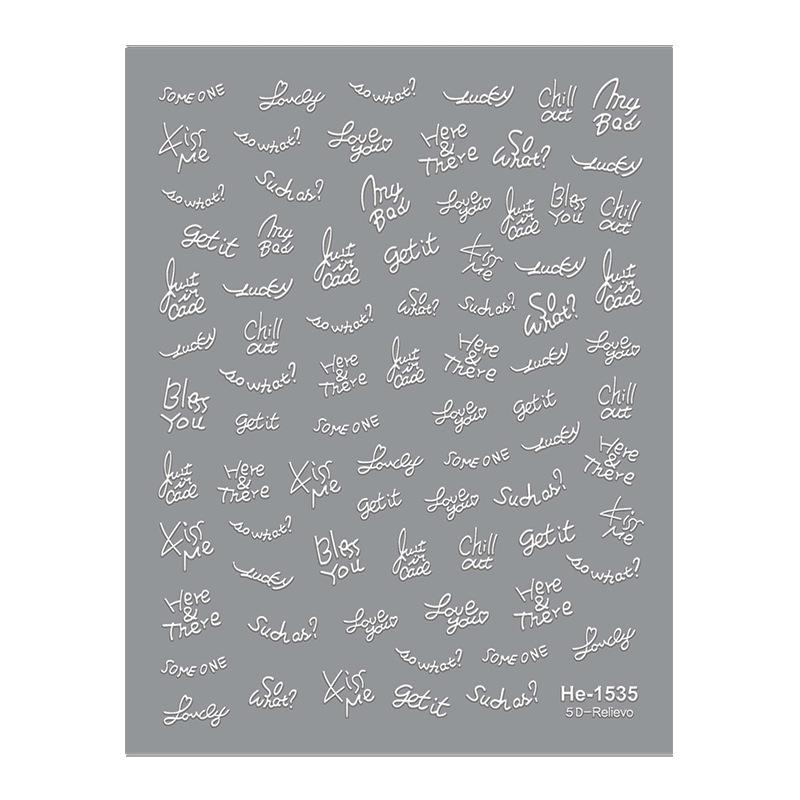 Redanco 5D Embossed DIY Nail Stickers - Internet Celebrity English Letters (Model HE1535)
