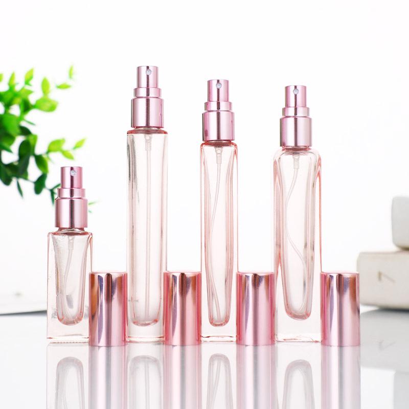 Translucent Pink Glass Spray Perfume Bottle, 10ml - Portable Cosmetic Sample Bottle