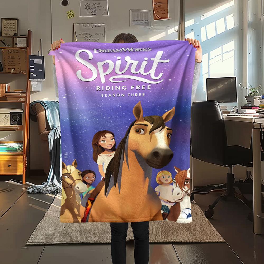 1PC Spirit Untamed Print Flannel Blanket, High quality Comfortable for All Seasons, Home Decor, Warmth and Comfort, Perfect for Christmas Gifts174