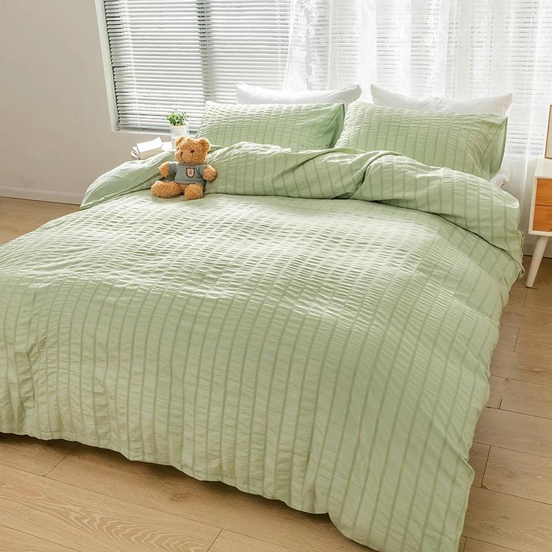 Luxury Plain Dyed Seersucker Technics Fabric,Comforter Bedding Set ,Nordic Covers For Bed 150,Duvet Cover 200x200 For Bedroom