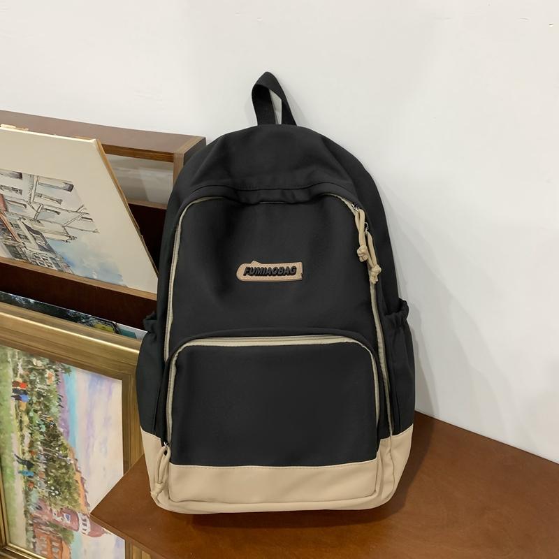 Lightweight Large Capacity Student Schoolbag Women Color Block Backpack