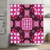 Futuristic Patterned Shower Curtain Waterproof Bath Decoration 3D Printed Bathroom Rug, Modern Floral Decor, Pink White Red Colo