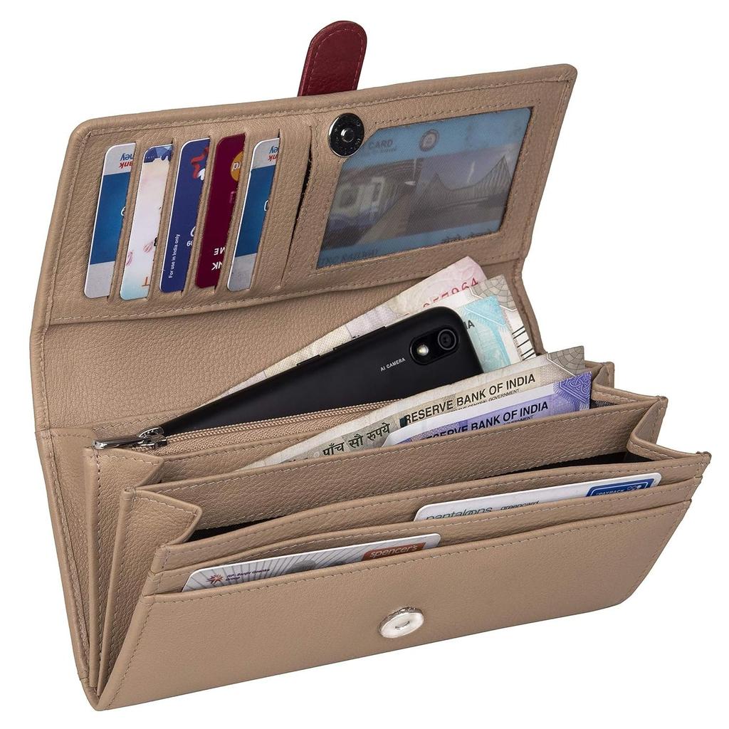 Danny Beige/Red Leather Wallet for Women