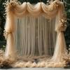 Drapierstoff 75cm X 6M Hochzeits-Tüllbogen Weiß Rosa Elegante Durchsichtige Vorhänge Stoff Hintergrundstoff Geburtstagsparty