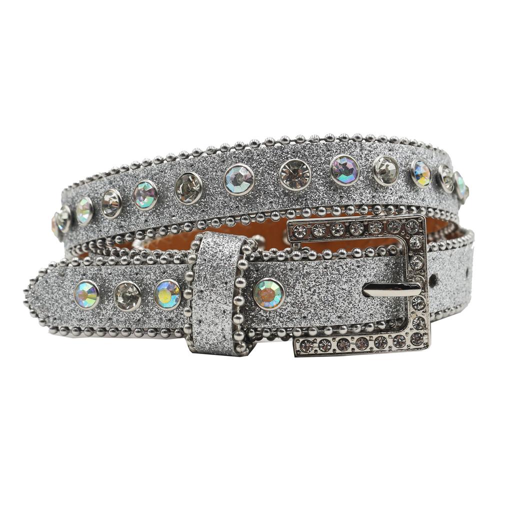 High-end 2.3 Rhinestone Belt for Women, Fashionable and Versatile Inlaid Thin Belt Extended Trousers Belt with Skirt Belt Simple