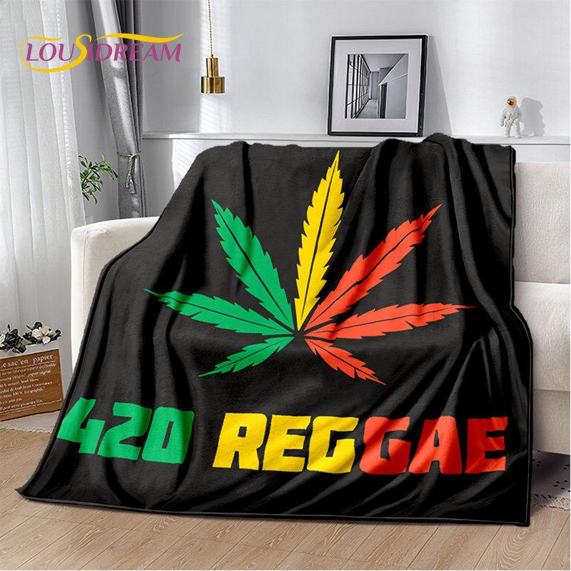 Bob Marley Reggae Music Jamaican Maple Leaf Plush Blanket,Flannel Blanket Throw Blanket for Living Room Bedroom Bed Sofa Picnic