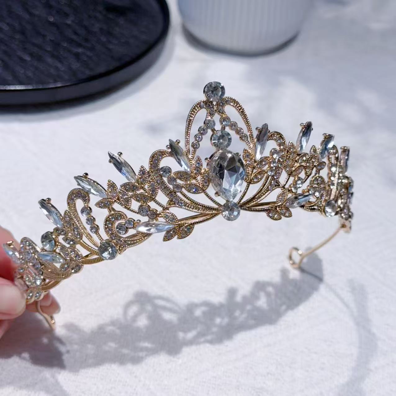 Простая и элегантная барочная корона головной убор невесты Корона на день рождения для церемонии совершеннолетия принцессы