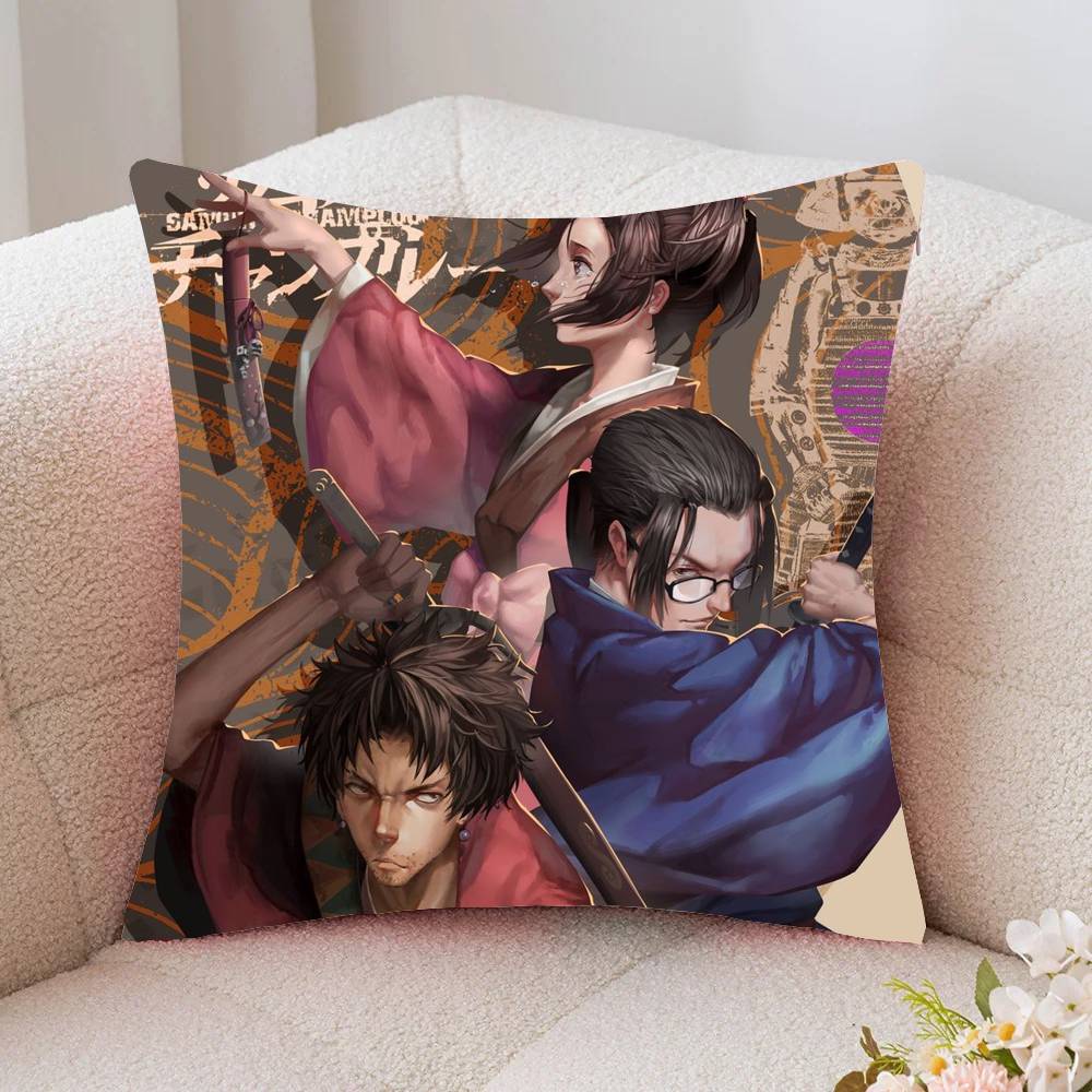 Vintage Samurai Champloo Anime Pillow Case Fashion Square Pillowcase Bedroom Sofa Room Ins Decoration Leisure