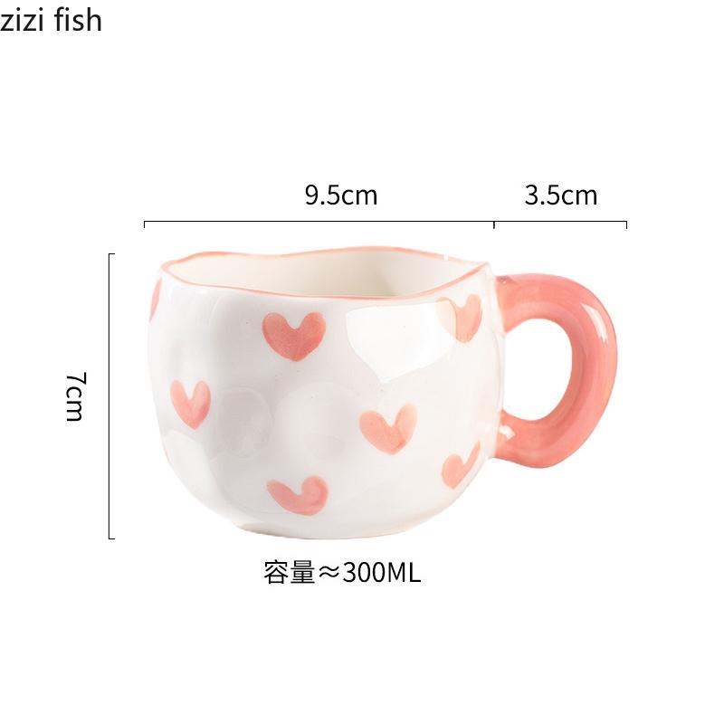 Cute Irregular Ceramic Coffee Cup Hand-painted Creative Breakfast Cup Oat Cup Milk Cups Tea Cups Household 300ml Water Cups