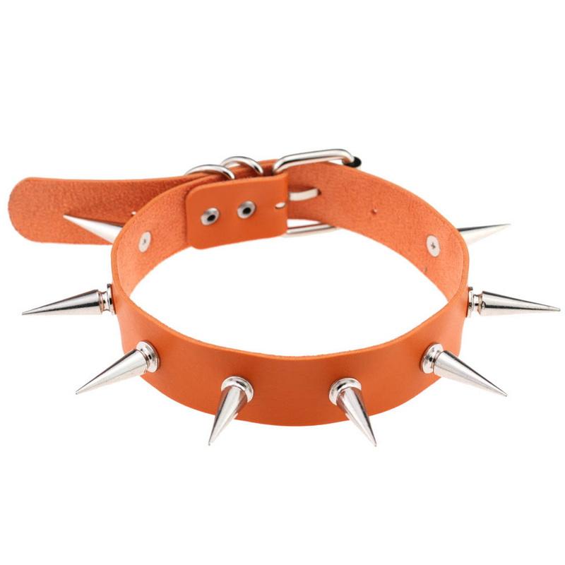 PU kožený gotický náhrdelník obojok Sexy špica okrúhly prsteň Kľúčna kosť Punk Rock Retiazka Choker Opasok Nastaviteľný golier Choker Cosplayer Halloween doplnok
