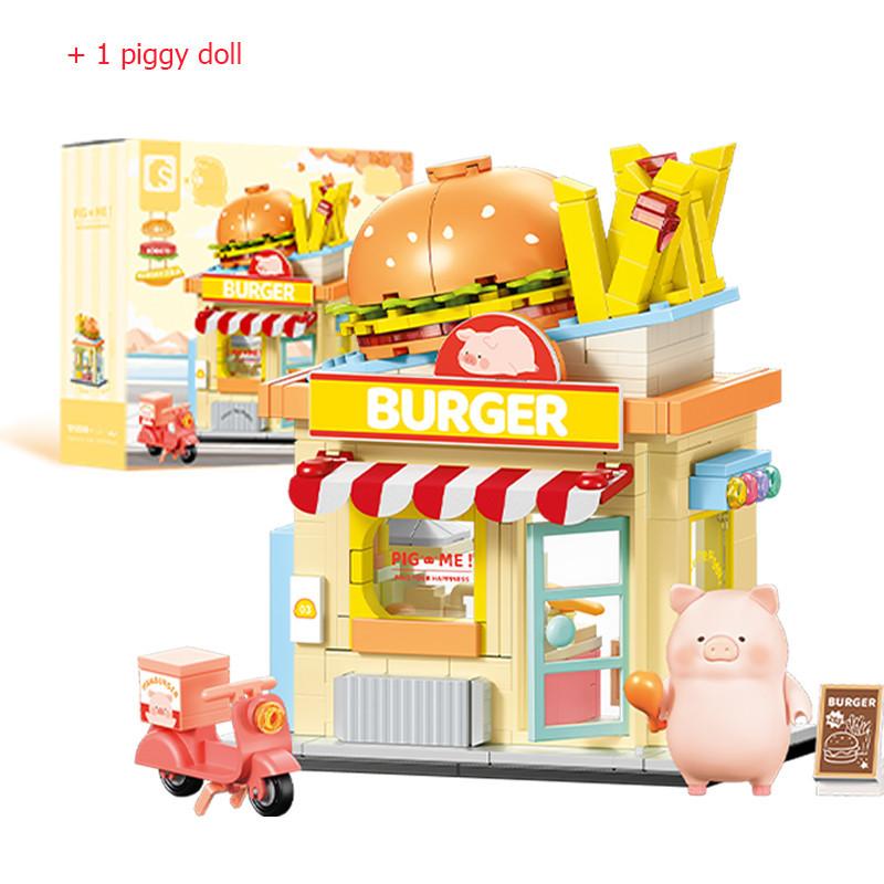 Non-Toxic Sembo City Streetscape Assemblage Building Blocks Dessert Burger Flower Shop Model Bricks Children Toys Kids Birthday Holiday Gifts