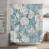Floral Print Shower Curtain Waterproof Bathroom Decor Fabric Home Decoration Modern White Roses Blue Floral Printed Shower curta