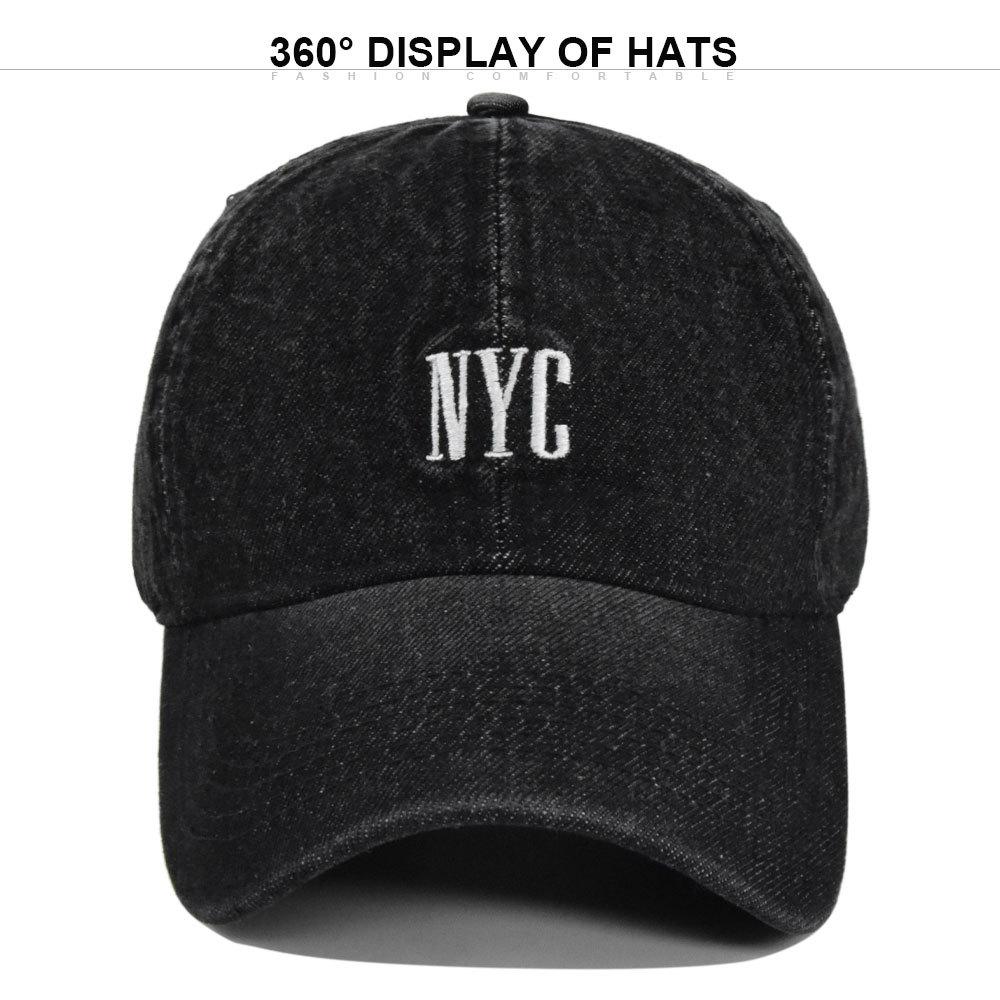 Vintage Distressed Embroidered Denim Baseball Cap with Curved Brim