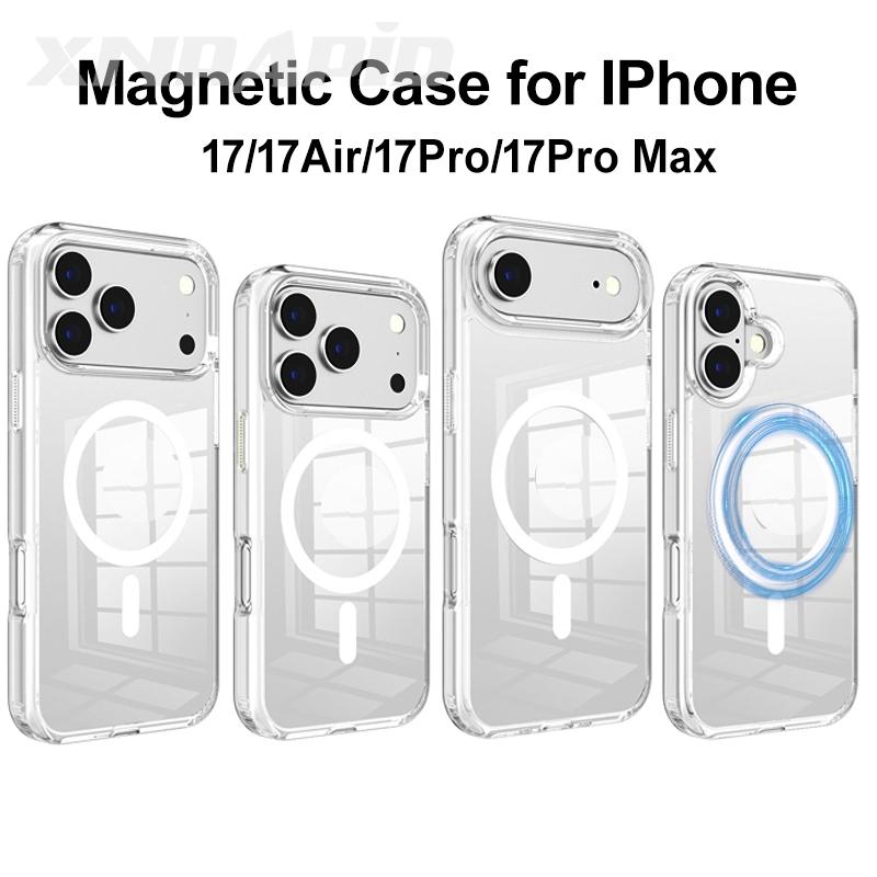 Funda For  Wireless Charge Magnetic Case for Apple For Iphone 17 17Air 17 Pro Max Shockproof Transparent Shell PC Clear Cover