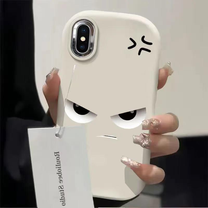 Angry Expression Phone Case for iPhone 12-16ProMax, Japanese Korean Style