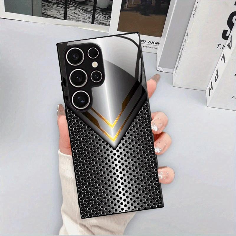 Armor pattern tempered glass phone case suitable for Samsung GalaxyS26 S25 S24 S23 S22 S21 S20FE/Ultra/Plus anti drop back cover