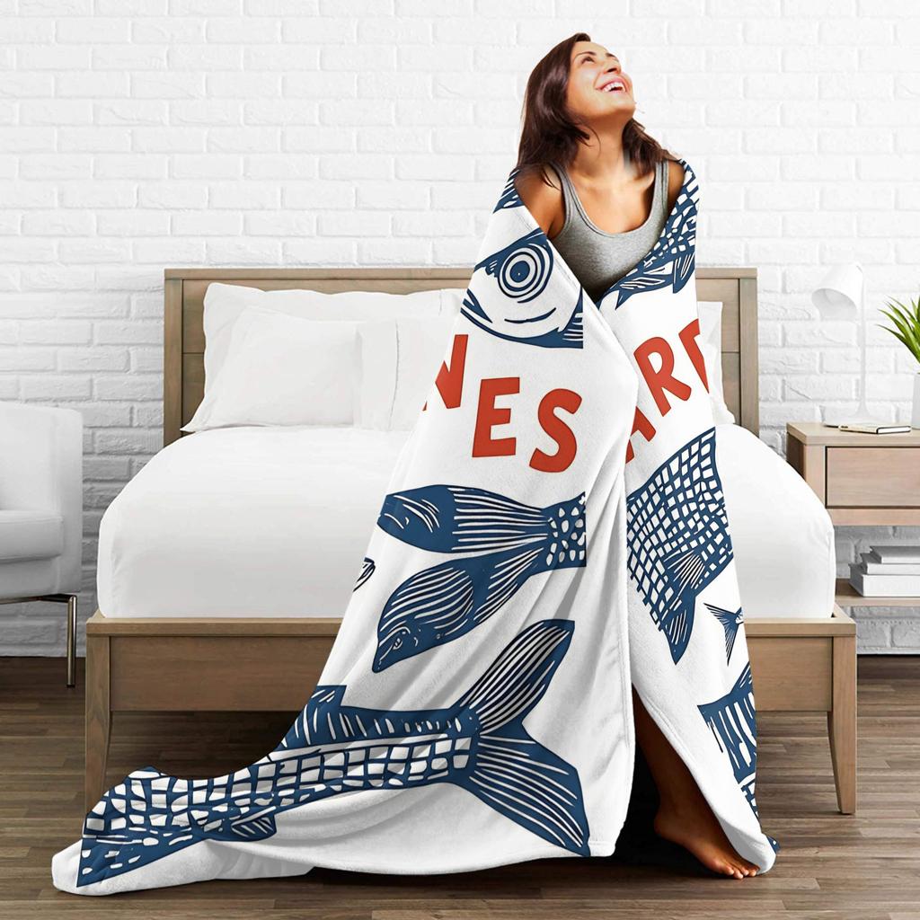 Retro Sardines Plush Blanket Girls Boys Flannel Throw Blanket For Couch Chair Sofa Super Soft Custom Quality Bedspread Gift