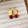 Silver Needle Glass Bead Pendant Stud Earrings: Retro Chinese Fashion, Light Luxury High-End Jewelry for Women