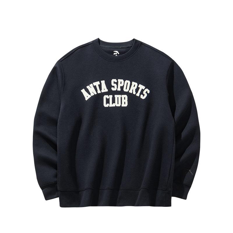 

Anta Letter Print Versatile Sports Casual Crew Neck Sweatshirt Men Sweatshirt Black 152448706S-4 2XL