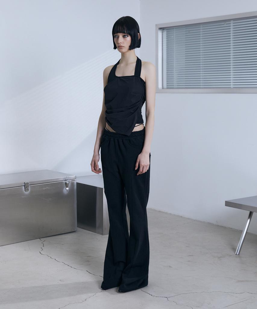 Bunteu Low-Rise String Bootcut Pants (Black)