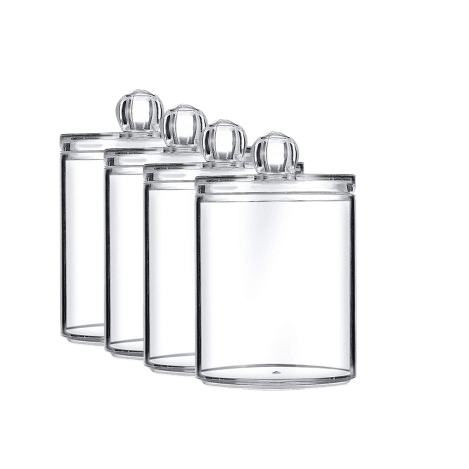 

4 шт., прозрачная акриловая коробка для хранения косметики, коробка для хранения косметической ваты, коробка для ватных тампонов с крышкой, коробка для хранения One Size