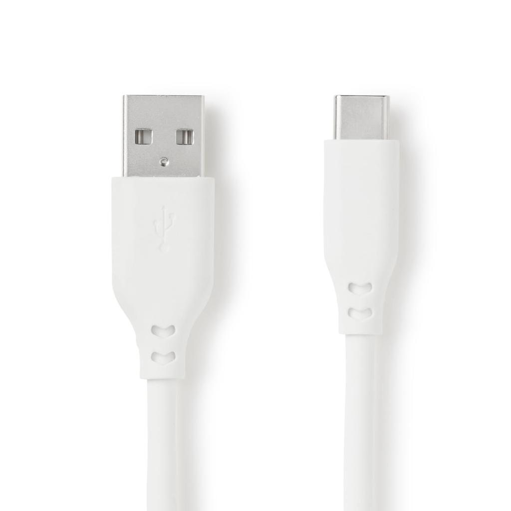 MUJI USB LA1PSA3A Soft, Tangle-Resistant Cable, 1m, USB-A/USB-C, White, MJ-UC1ATC-W,