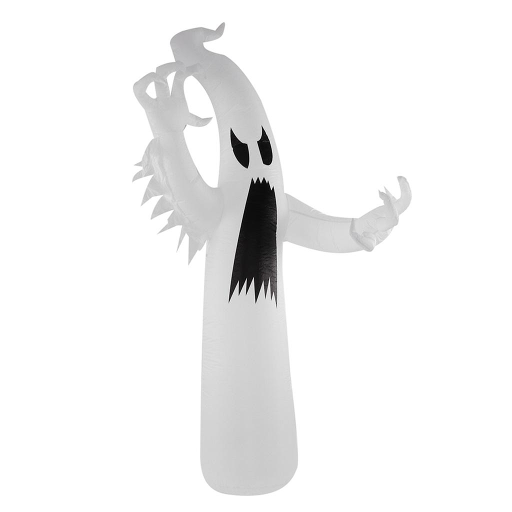 Halloween Inflatable White   with Colorful LED Light IP44 Waterproof Halloween Blow Up Yard Decoration for Outdoor Garden Lawn