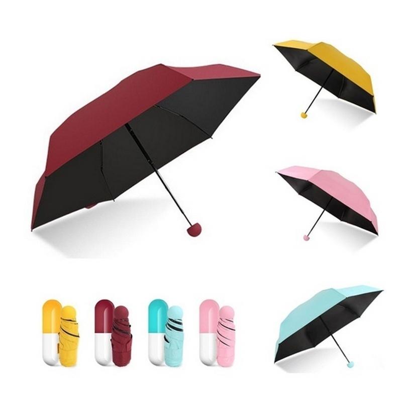 

Новый Креативный Портативный Мини Зонт-Капсула Ультра Легкий Мини Солнцезащитный Женский Виниловый Складной Солнечный розовый