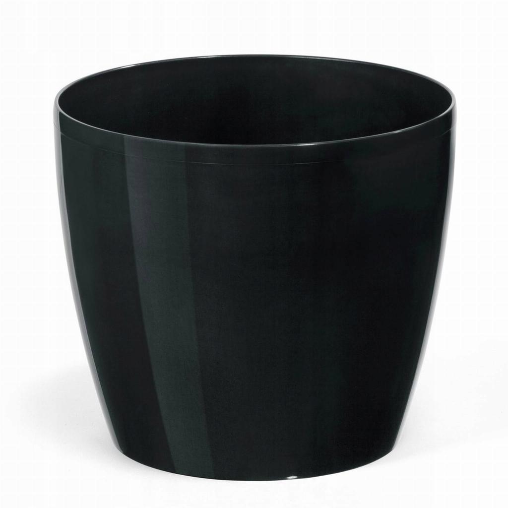 Black plastic pot with cover, 12 cm, Magnolia