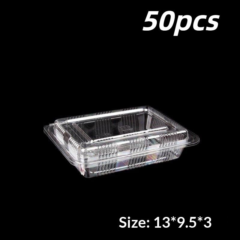100Pcs Disposable Packaging Box Tight Seal Crush Resistant Transparent Food Container One-Time Packaging Box
