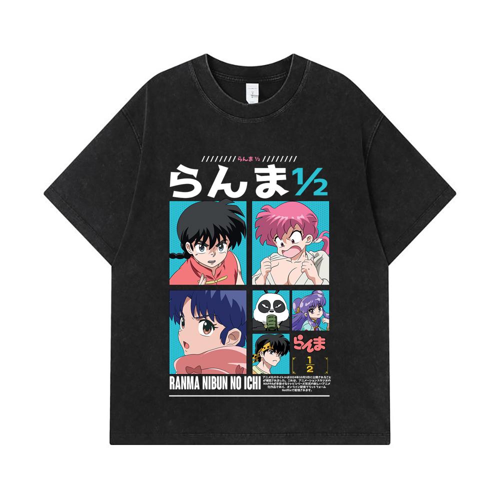 275 GSM Washed T-shirts 100% Cotton Ranma 12 V1 Print Unisex Heavy Cotton T Shirt