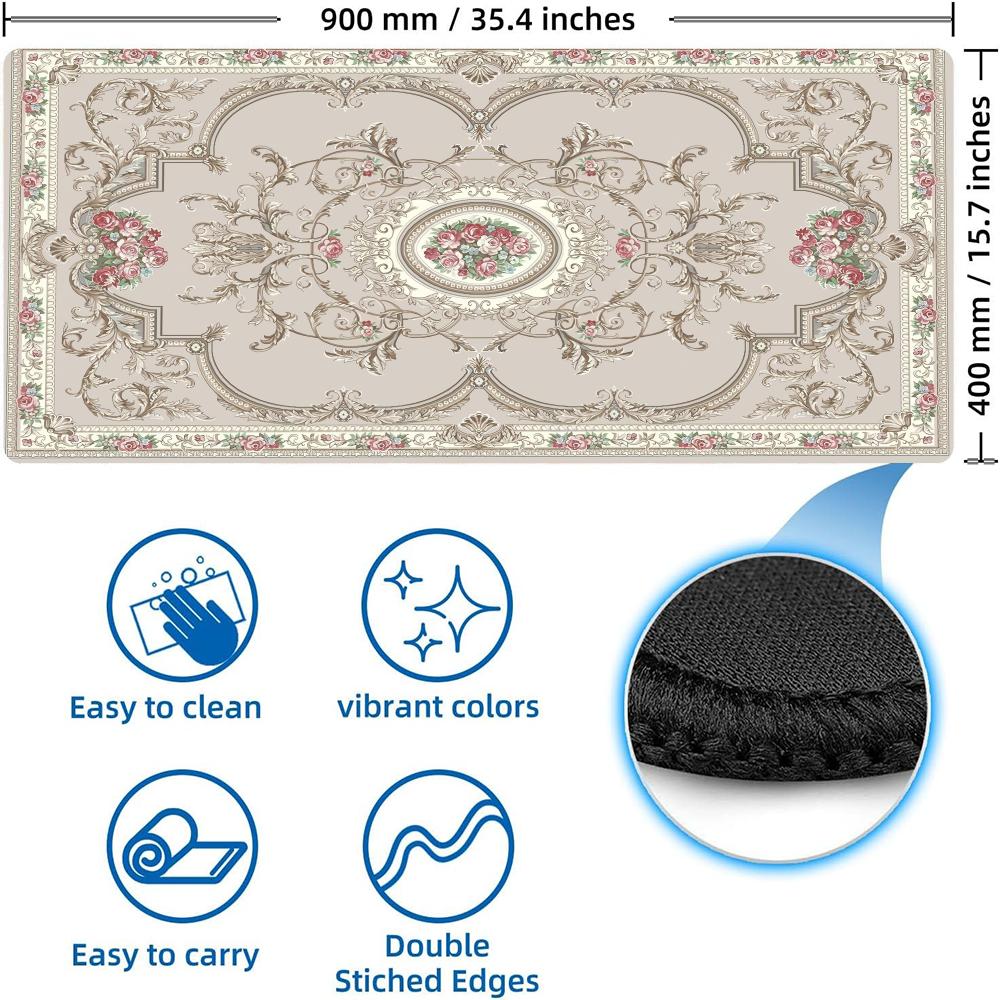 The Persian retro-style large mouse pad with rubber anti-slip lockstitch craftsmanship is suitable for laptop games