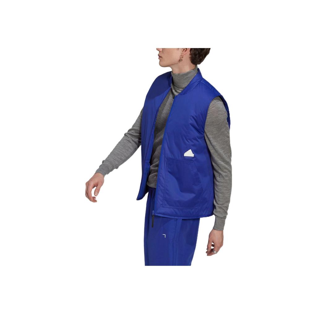adidas New Puff Vest With Solid Color Logo Zipper Men Outerwear Blue HN1931