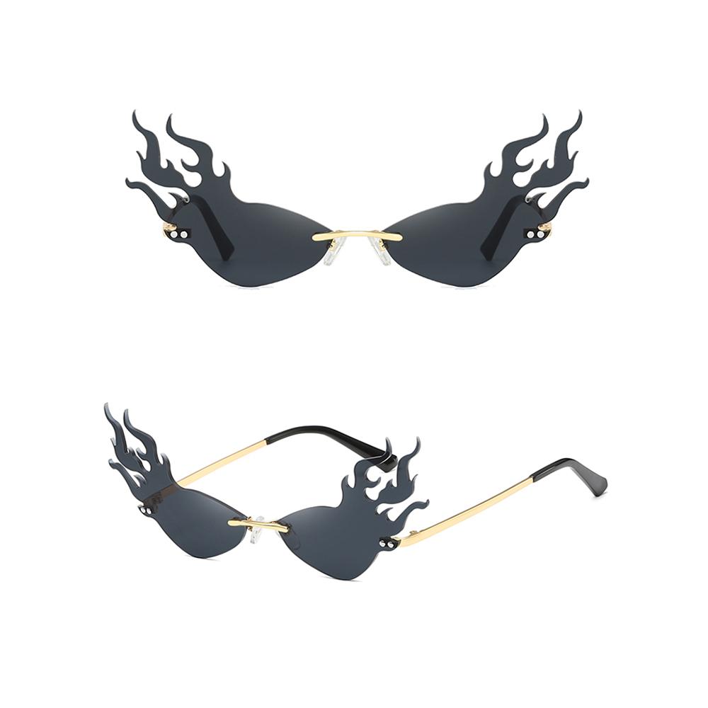 Luxury Frameless Dragon Phoenix Fire Shape Flame Rimless Fashion Sunglasses Narrow Sunglasses UV 400 Streetwear Trending Eyewear
